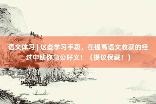 语文体习 | 这些学习手段，在提高语文收获的经过中助你急公好义！（提议保藏！）