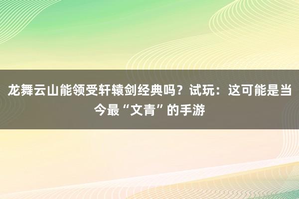 龙舞云山能领受轩辕剑经典吗？试玩：这可能是当今最“文青”的手游